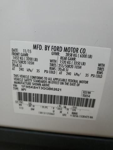 1FM5K8HT3GGB62621 Ford Explorer Platinum