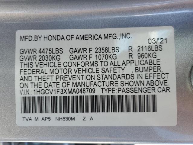 1HGCV1F3XMA048709 Honda Accord Sport