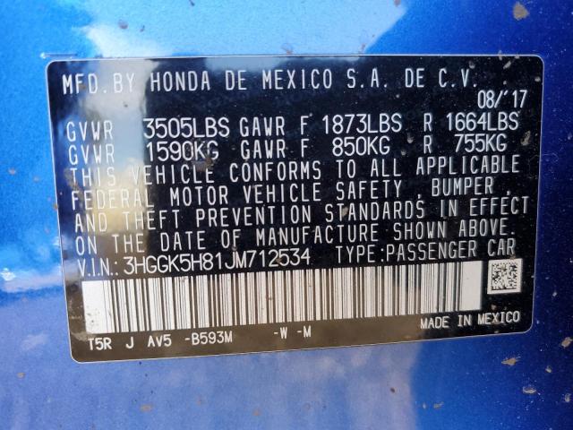 3HGGK5H81JM712534 Honda FIT EX