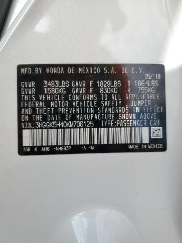 3HGGK5H40KM706125 Honda FIT LX