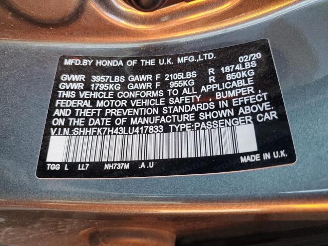SHHFK7H43LU417833 Honda Civic Sport
