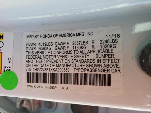 1HGCV3F1XKA000389 Honda ACCORD HYBRID