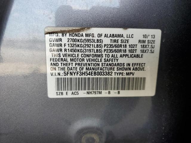 5FNYF3H54EB003382 Honda PILOT EXL