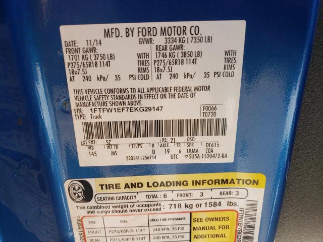 1FTFW1EF7EKG29147 Ford F150 Supercrew