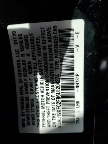 19XFC2F86LE204274 Honda Civic Sport