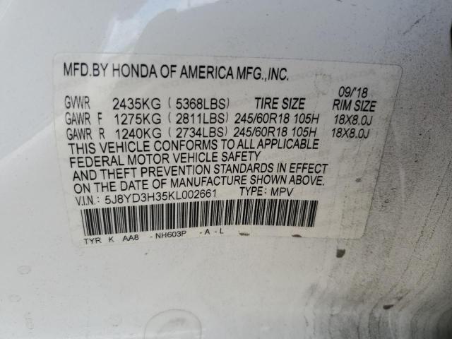 5J8YD3H35KL002661 Acura MDX