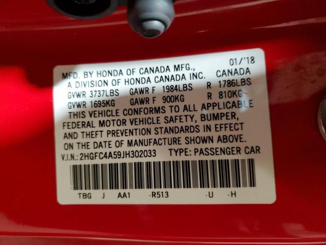 2HGFC4A59JH302033 Honda Civic Lx