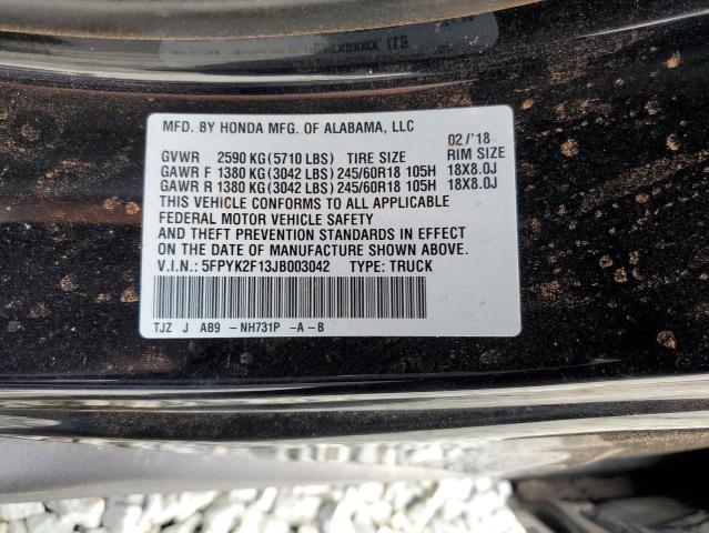 5FPYK2F13JB003042 Honda Ridgeline Sport
