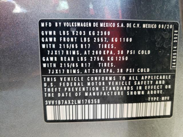 3VV1B7AX2LM176358 Volkswagen TIGUAN S
