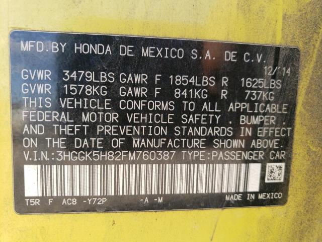3HGGK5H82FM760387 Honda FIT EX
