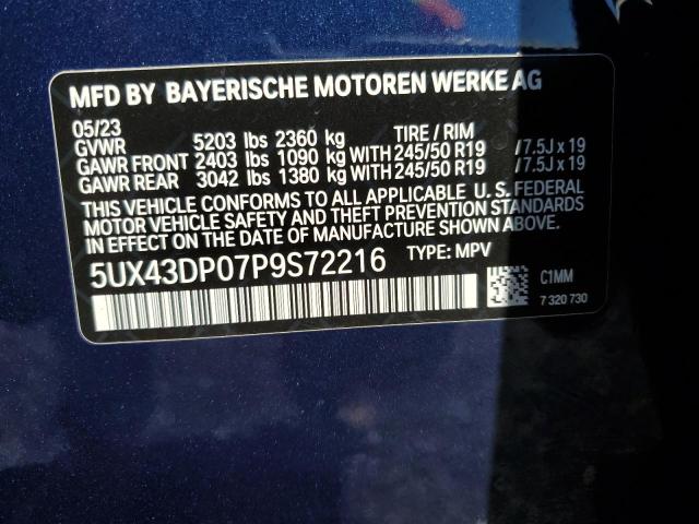 5UX43DP07P9S72216 BMW X3 Sdrive30i