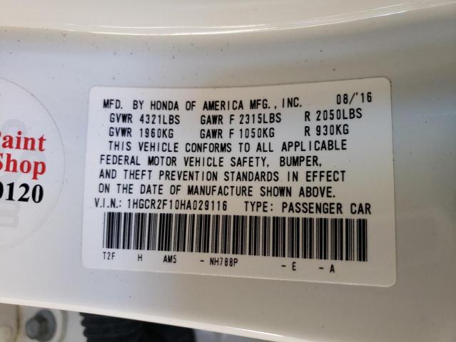1HGCR2F10HA029116 Honda Accord Sport Special Edition