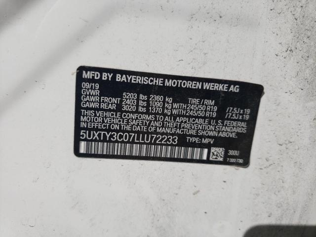 5UXTY3C07LLU72233 BMW X3 Sdrive30i