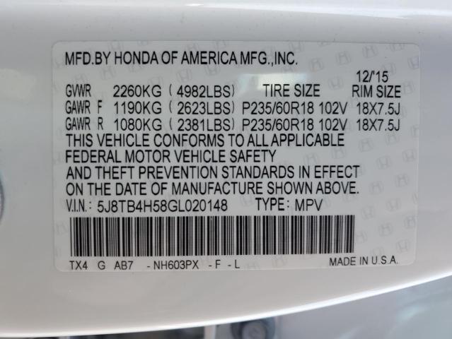 5J8TB4H58GL020148 Acura Rdx Technology