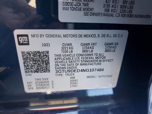 3GTU9DED4NG107484 GMC Sierra Limited K1500 Slt