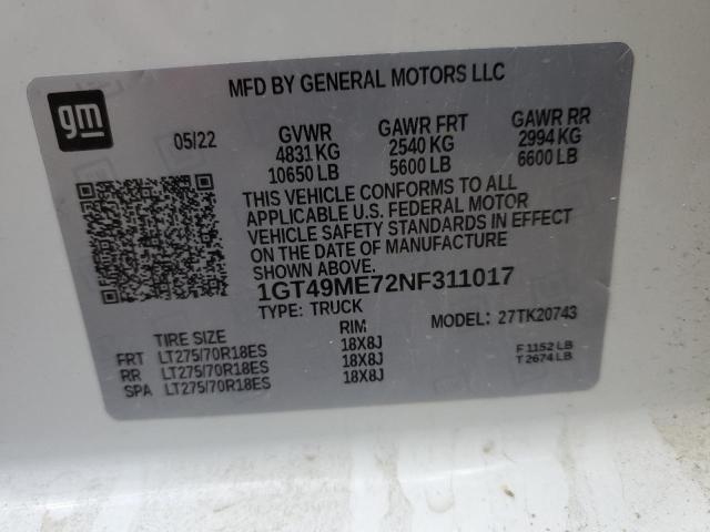 1GT49ME72NF311017 GMC Sierra K2500 Sle