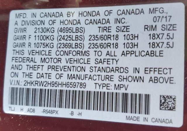 2HKRW2H95HH659789 Honda Cr-v Touring