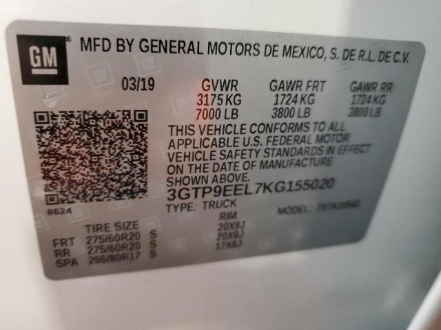 3GTP9EEL7KG155020 GMC Sierra K1500 At4