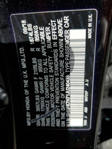 SHHFK7H71JU240433 Honda CIVIC EXL