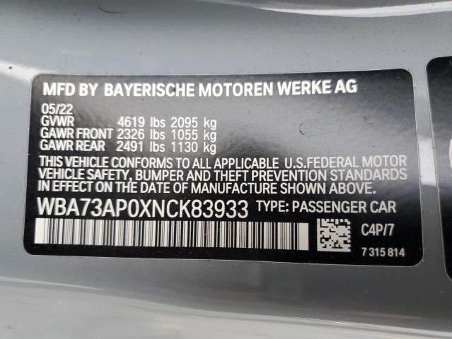 WBA73AP0XNCK83933 BMW 430xi