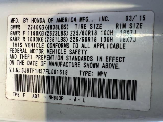 5J6TF1H57FL001519 Honda Crosstour Exl