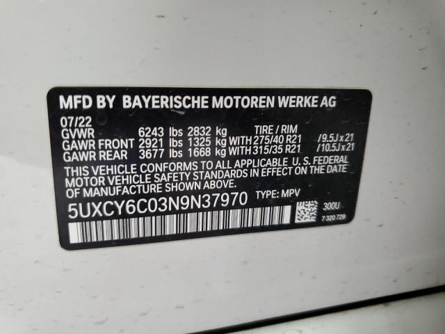 5UXCY6C03N9N37970 BMW X6 Xdrive40i