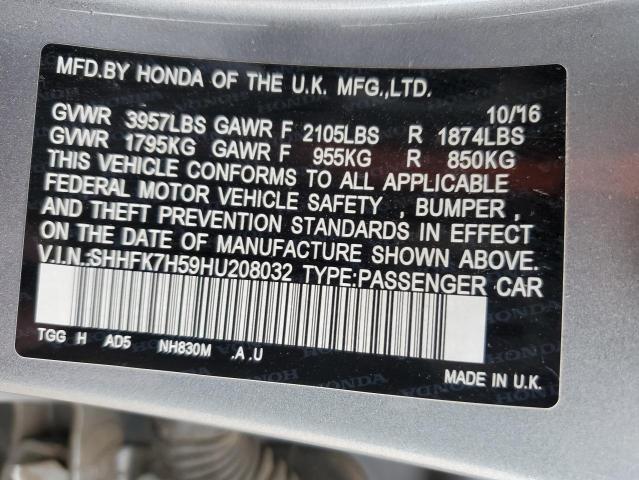 SHHFK7H59HU208032 Honda CIVIC EX