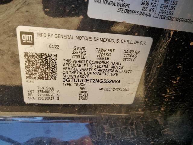 3GTUUCET2NG552984 GMC Sierra K1500 Elevation