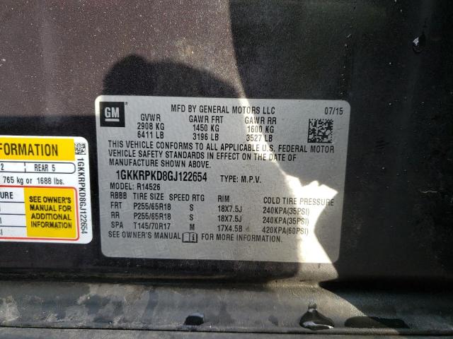 1GKKRPKD8GJ122654 GMC ACADIA SLE