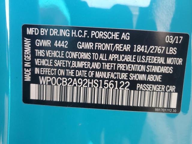 WP0CB2A92HS156122 Porsche 2017