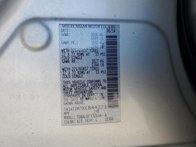 5N1AT2MT5EC844273 Nissan ROGUE S