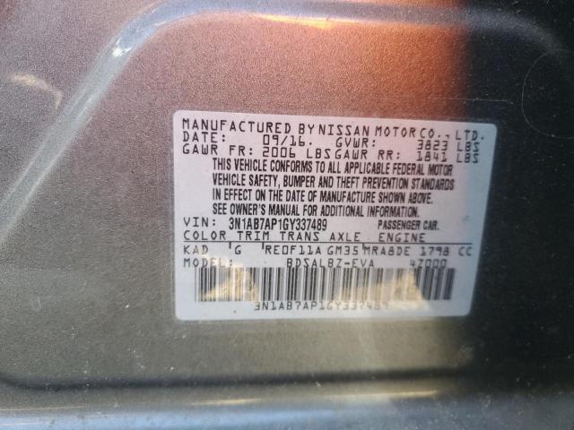 3N1AB7AP1GY337489 Nissan Sentra