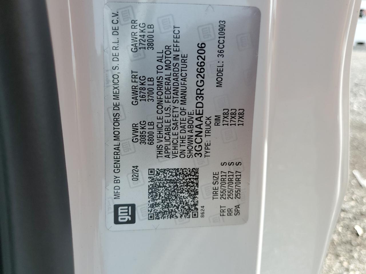 3GCNAAED3RG266206 Chevrolet Silverado