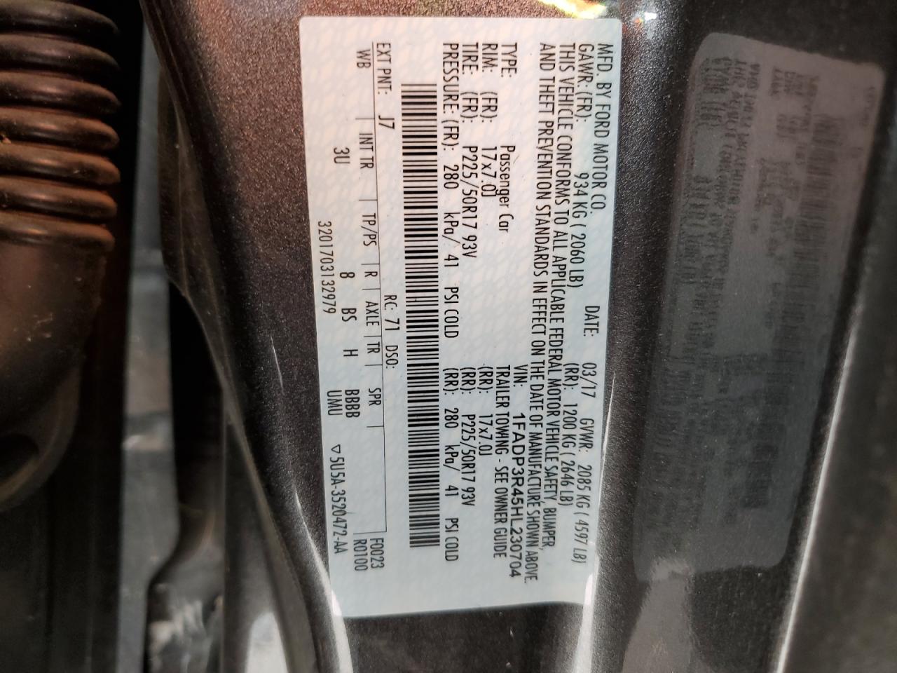 1FADP3R45HL230704 Ford FOCUS BEV