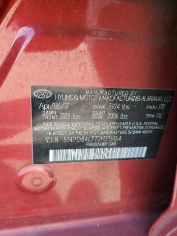 5NPD84LF7JH215154 Hyundai mpi nu