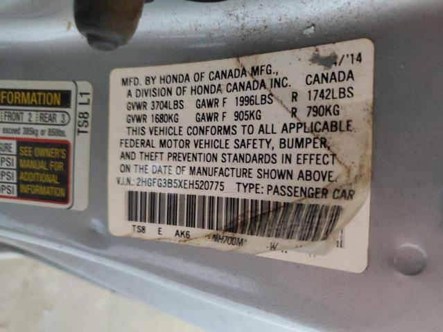 2HGFG3B5XEH520775 Honda r18z1