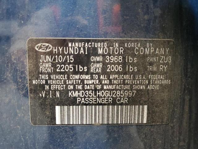 KMHD35LH0GU285997 Hyundai ELANTRA GT