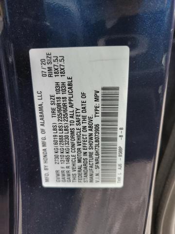 5FNRL6H73LB073906 Honda ODYSSEY EX
