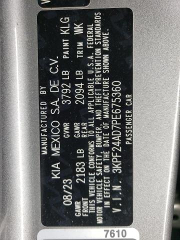 3KPF24AD7PE675360 KIA FORTE LX