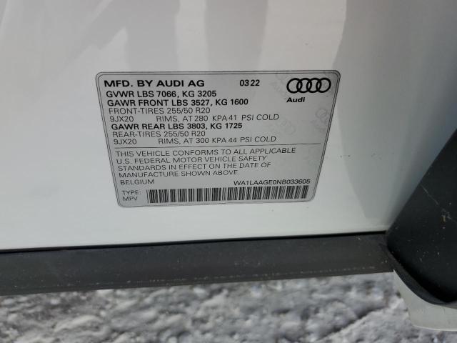 WA1LAAGE0NB033605 Audi E-tron Pre