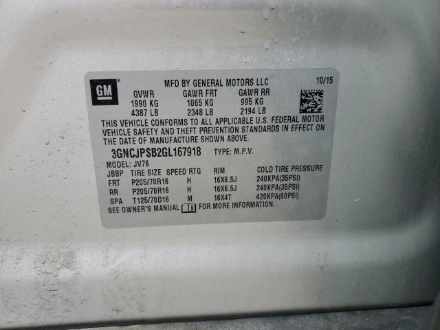 3GNCJPSB2GL167918 Chevrolet luv - mfi, vvt, alum, gme e85 max