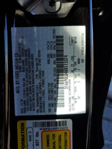 3FA6P0LU4KR115374 Ford FUSION SE