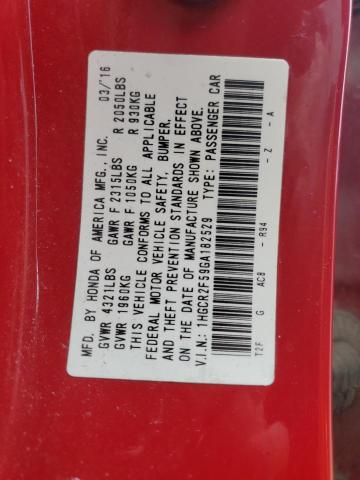 1HGCR2F59GA182529 Honda Accord Sport
