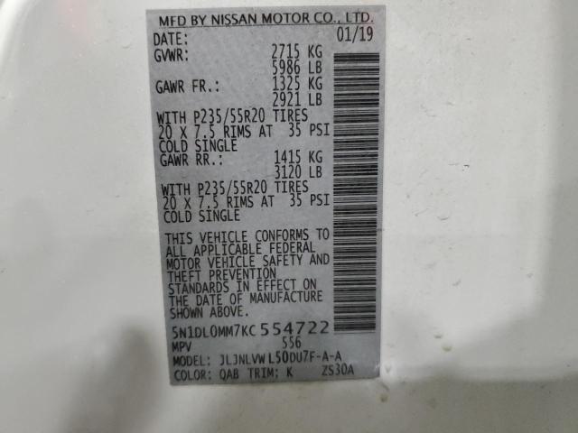 5N1DL0MM7KC554722 Infiniti QX60 LUXE