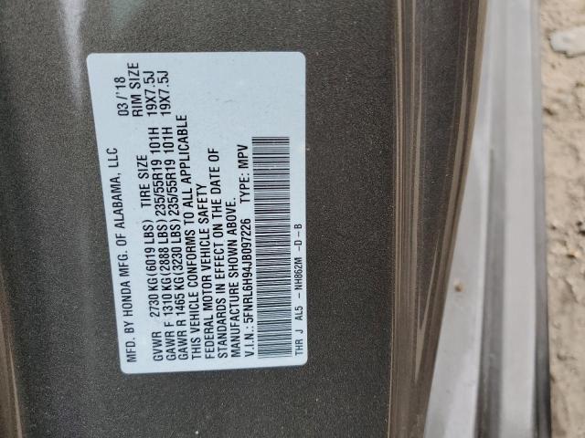 5FNRL6H94JB097226 Honda Odyssey Elite