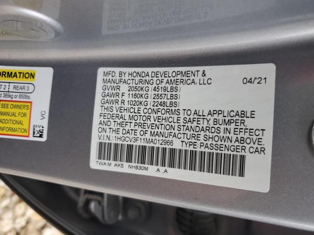 1HGCV3F11MA012966 Honda ACCORD HYBRID