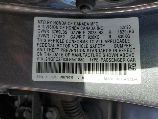 2HGFC2F83LH541880 Honda Civic Sport