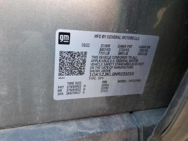 1GKS2JKL0NR231018 GMC YUKON XL DENALI