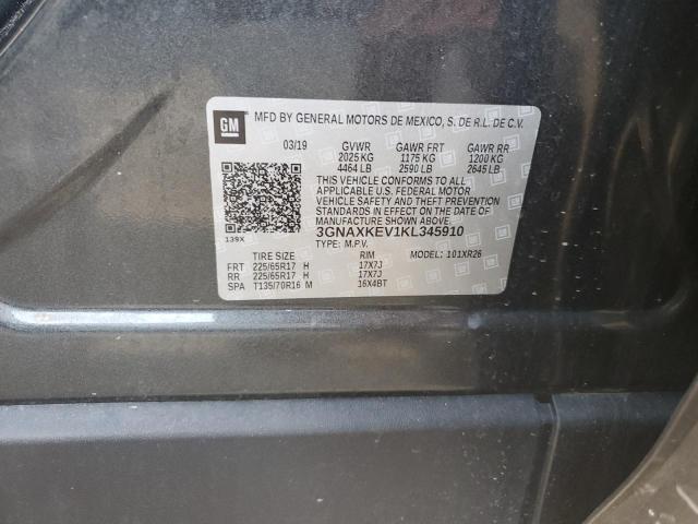 3GNAXKEV1KL345910 Chevrolet EQUINOX LT