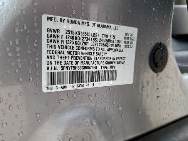 5FNYF5H39GB057550 Honda Pilot Ex